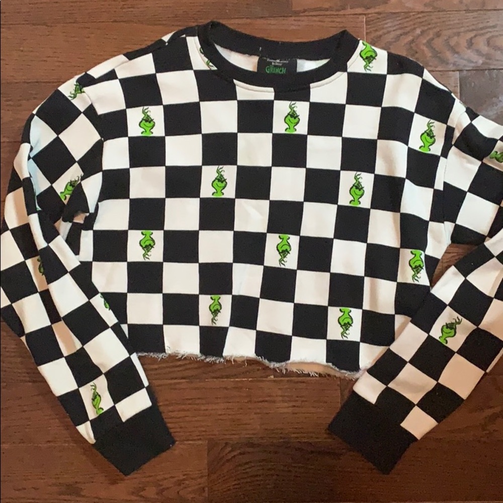 Grinch white & black crop top (sweatshirt material